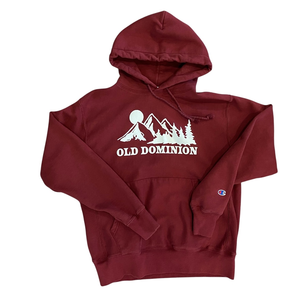 Champion‎ Reverse Weave Old Dominion Graphic Hoodie Sweatshirt Maroon Medium